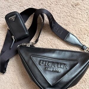 Prada Black Crossbody Bag with Logo Detail